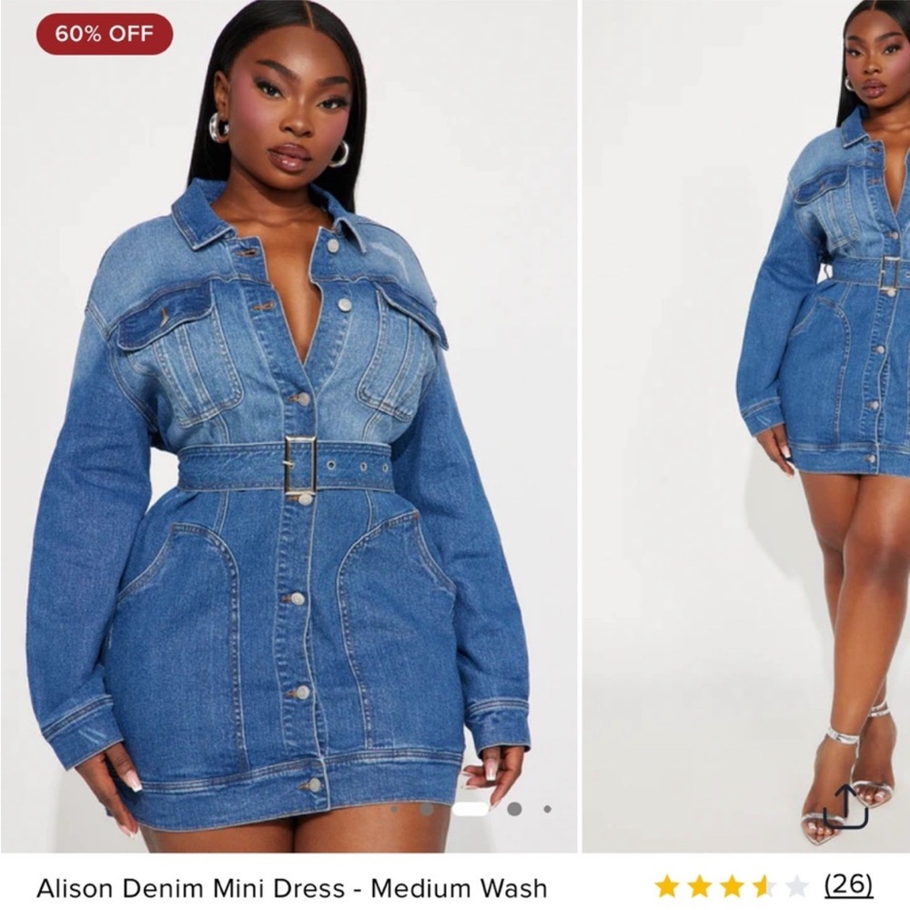 Fashion Nova Denim Mini Dress - Medium Blue
